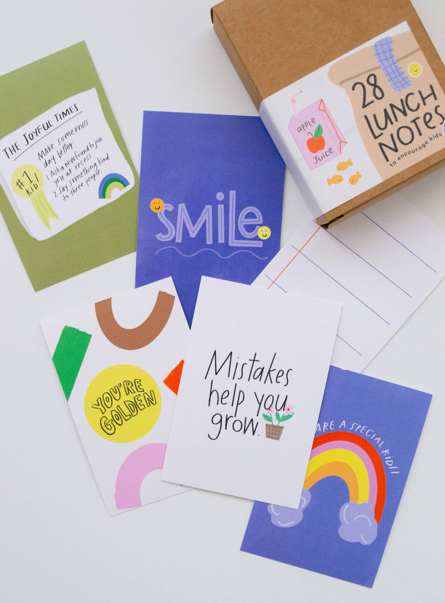 give with joy – Großhandel Briefpapier-/Postkarten-Set – 28 Mittagessen-Notizen für Kinder, Witze, Ermutigungen und Anregungen1