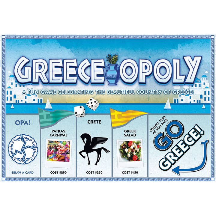 Greece-Opoly Board Game for wholesale by Outset Games and Cobble Hill Puzzles