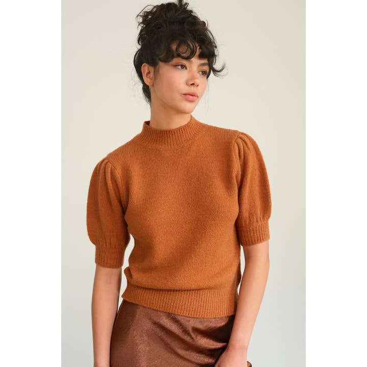 HYFVE - Wholesale Knit Sweater - Women's - DZ24E457-SHORT SLEEVE SWEATER WITH PUFF SLEEVES