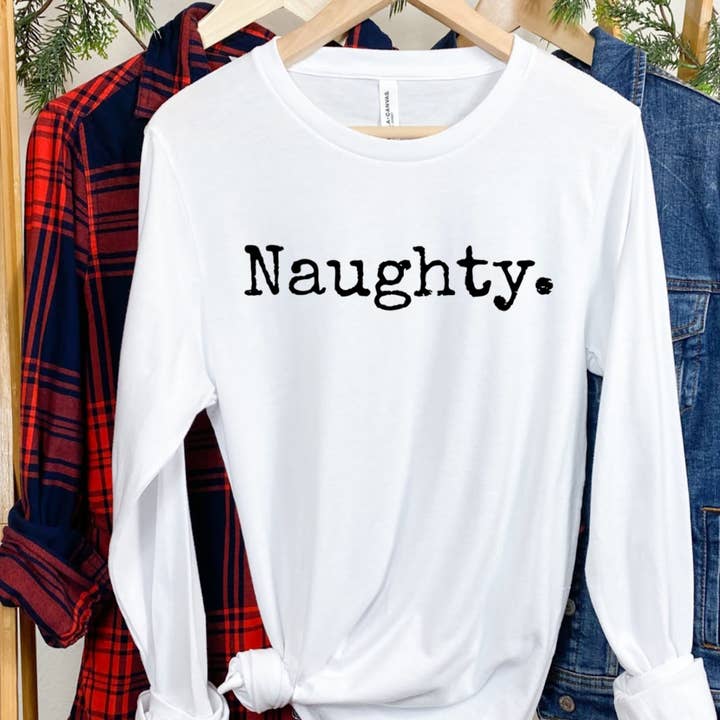 Christmas: Naughty, Tee, Minimalist, LONG SLEEVE, CASE for wholesale by Top Crate