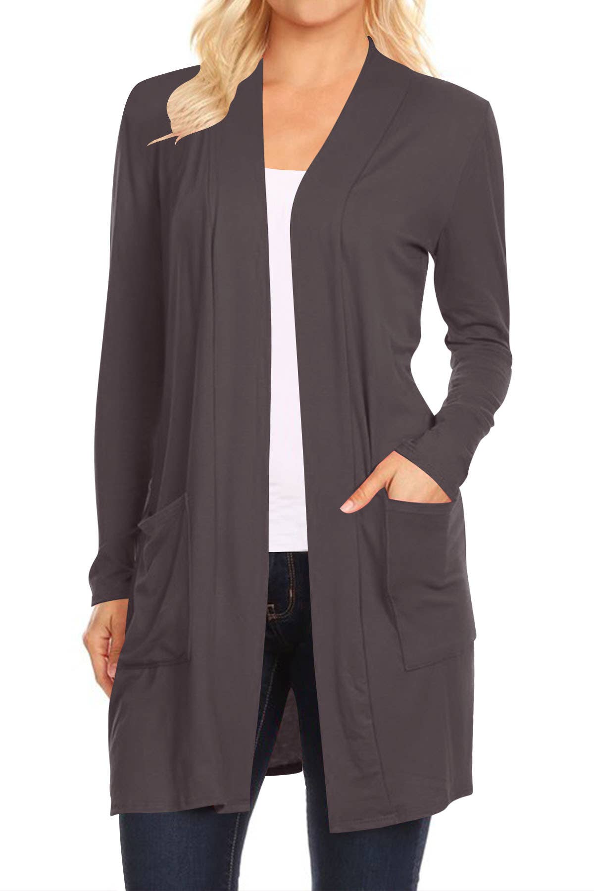 MOA COLLECTION - Wholesale Cardigan - Women's - Casual Solid Open Front Basic Cardigan Jacket1