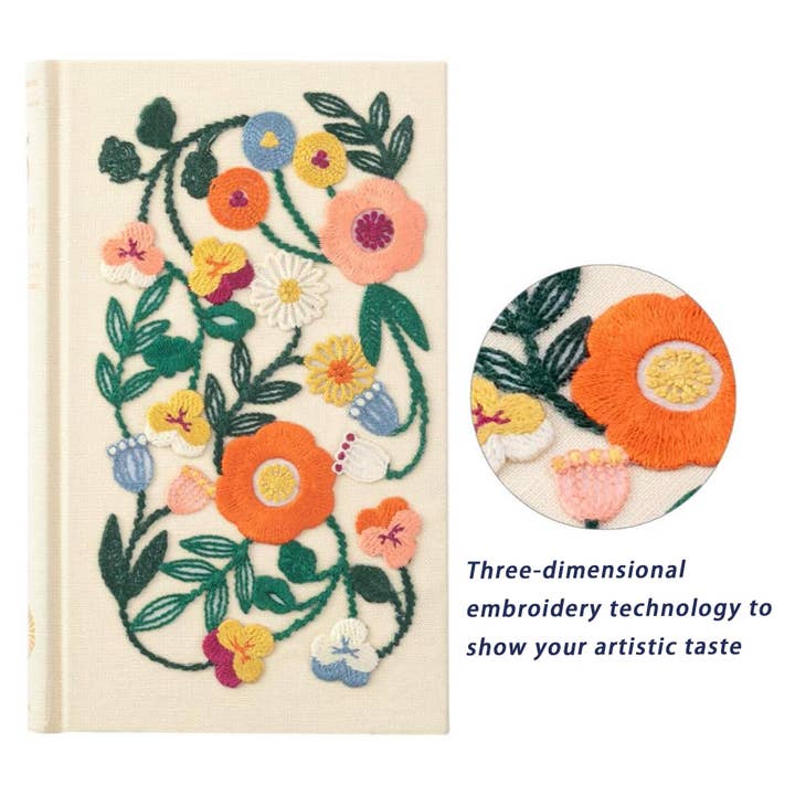 「FUNJI」In Japan - Wholesale Journal/Diary - Midori Embroidered 5-Year Floral Journal | Japanese Gift1