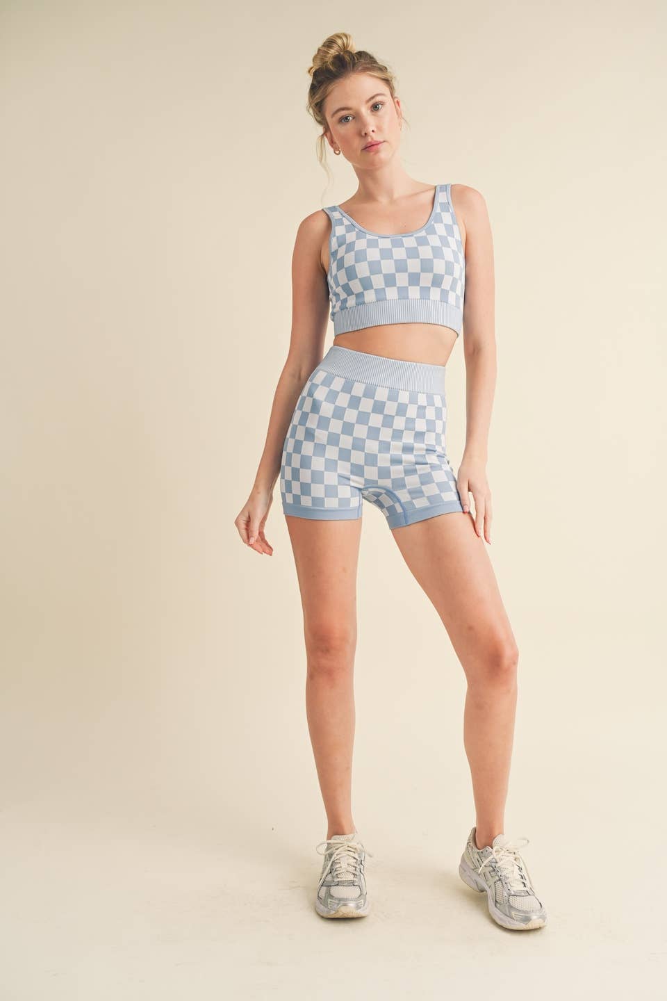 KIMBERLY C - Wholesale Activewear Set - Women's - Checkmate Cropped Two Piece Set28
