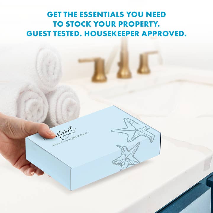 Diversified Hospitality Solutions - Wholesale Bath & Body Set - Aqua Organics Amenity Kit | Boxed Hotel Toiletries | Bulk Set 1 oz Travel Size Shampoo, Conditioner, Lotion, Body Wash & Body Bar Soap for Guest Hospitality AirBnB/Vacation Rentals | 60 sets per case3