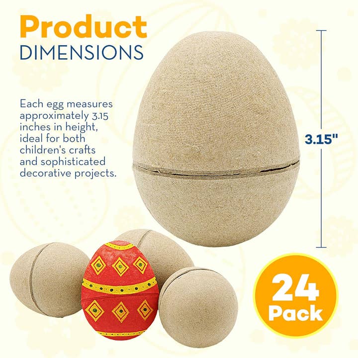 4E's Novelty - Wholesale DIY Craft Kit - 4E's Novelty 12 Pack DIY Paper Mache Easter Eggs – Paintable & Fillable for Easter Crafts2