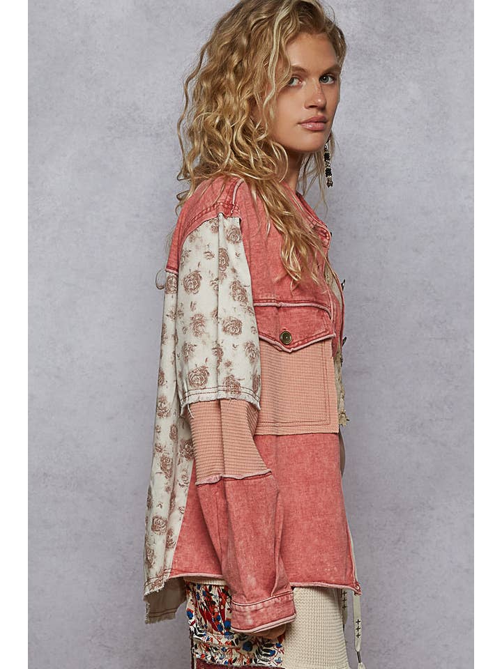 Pol Clothing - Wholesale Jacket - Women's - Long Sleeve French Terry Contrast Animal or Floral Jacket14