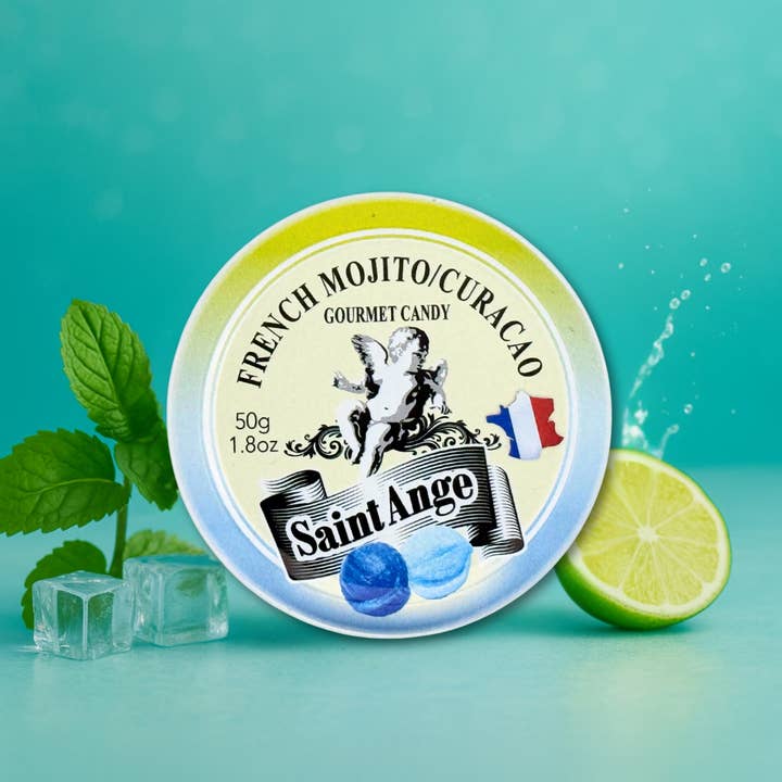 Bonbon USA France - Wholesale Hard Candy - Saint Ange Mojito Curacao - French Gourmet Natural Candy Tin5