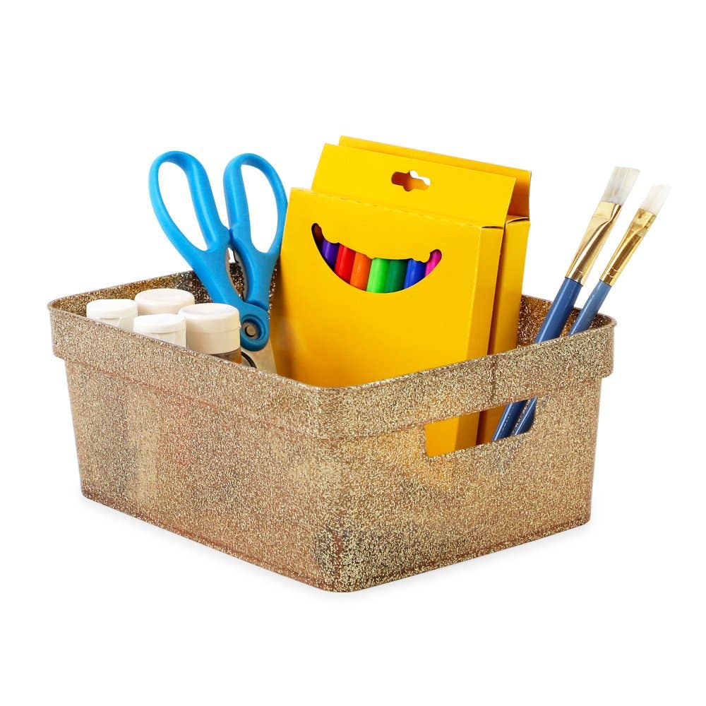Isaac Jacobs International - Wholesale Storage Bin - Isaac Jacobs Small Glitter Storage Bin Set w/Cut-Out Handles3