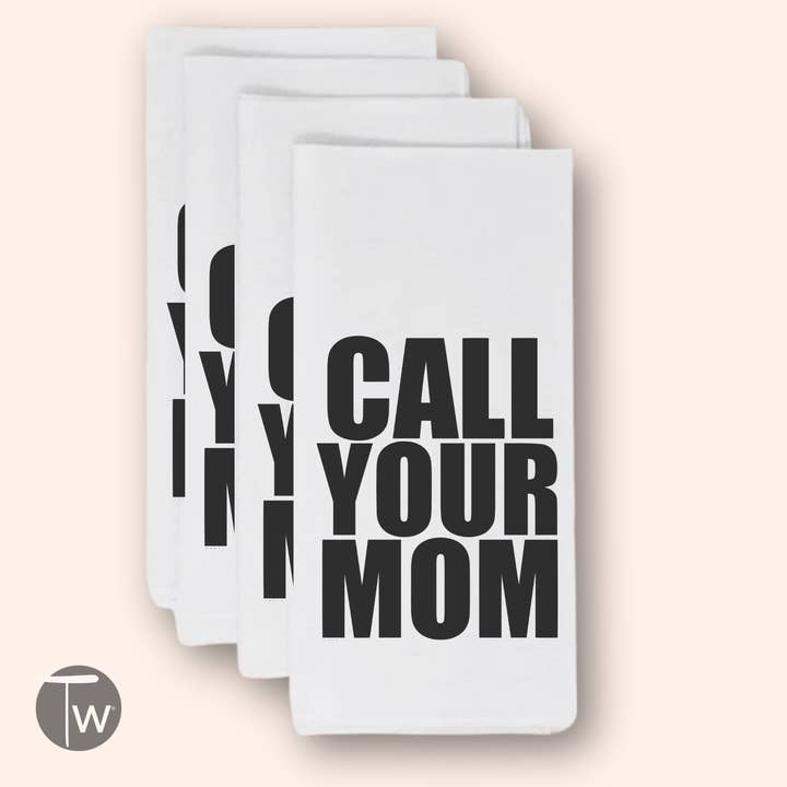Twisted Wares - Wholesale Tea Towel - Call Your Mom Premium Cotton Tea Towel 4 Pack