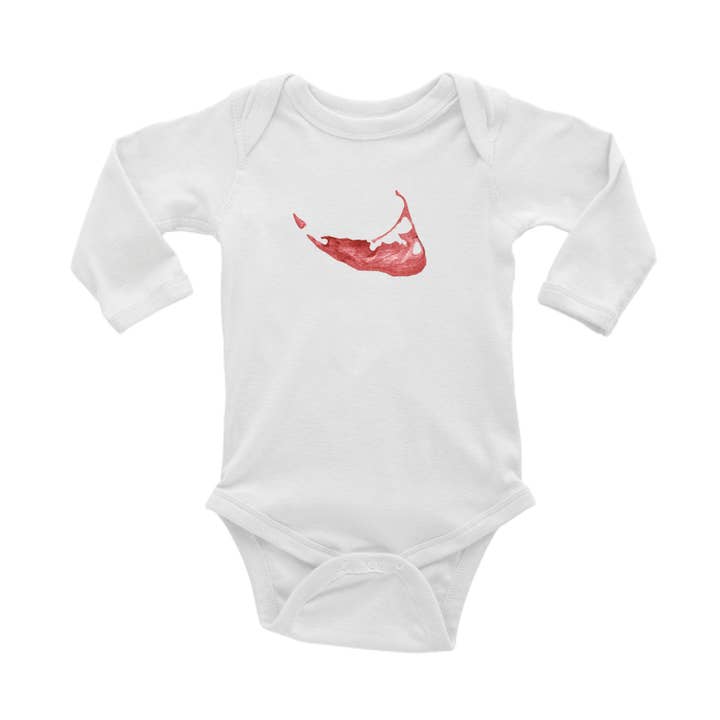 Carte de Nantucket à manches longues Nantucket Red Baby Snap Up pour la vente par Tina Labadini Designs