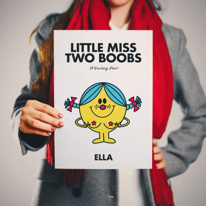 Little Miss Two Boobs Personalised Print for wholesale by Fighty Pants.