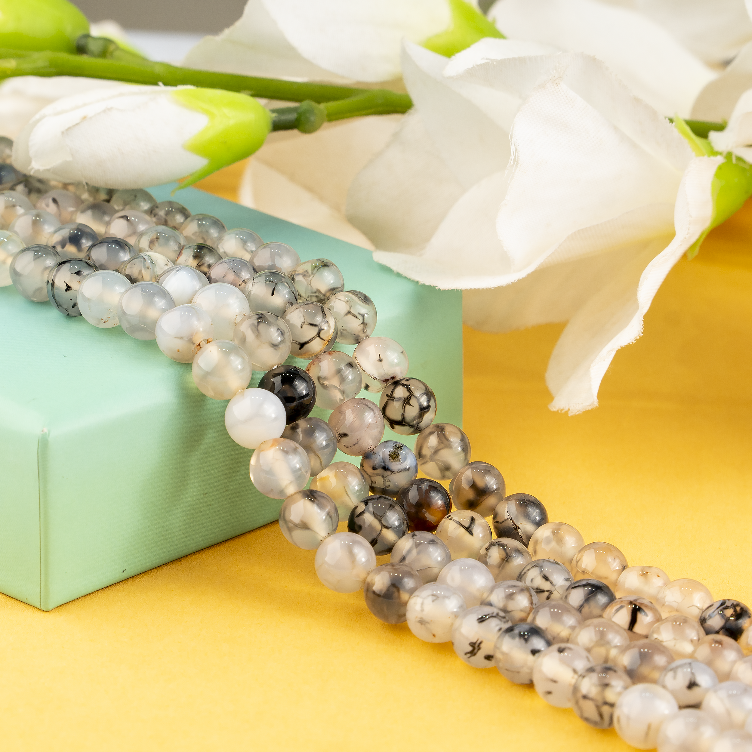 Soothing Crystals Beads - Wholesale Beads - Crystal Jewelry Beads | DragonVein Agate Black | Gemstone12