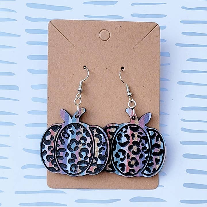 Multi- Colored Leopard Pumpkin Earring Dangles for wholesale by OllieBug Tot Shop