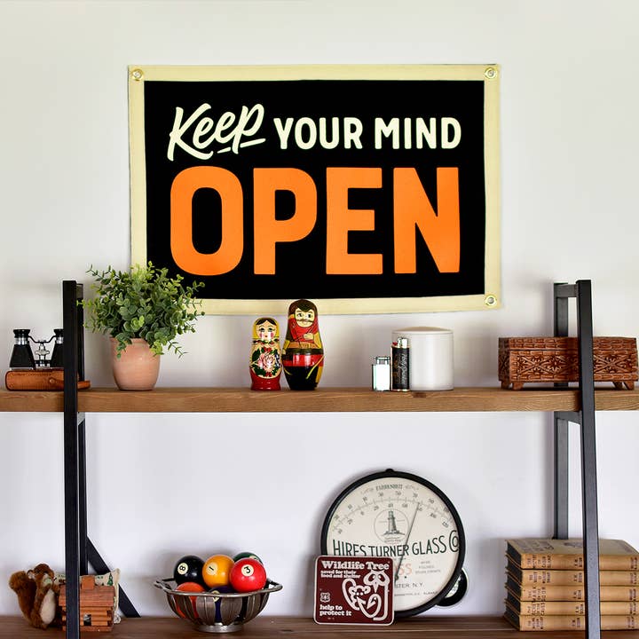 Oxford Pennant - Wholesale Flag - Keep Your Mind Open Camp Flag • Holy Smokes x Oxford Pennant