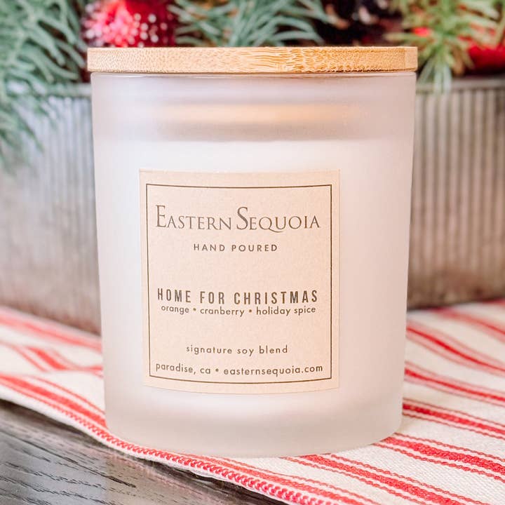 Home For Christmas Candle, 11.5oz for wholesale by Eastern Sequoia