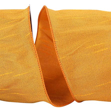 Dupioni Supreme Wired Edge, Yellow Gold, 4 In, 10 Yards for wholesale by RELIANT RIBBON