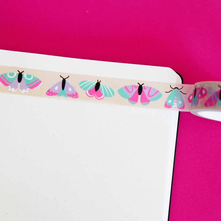Pastel Moths Washi Tape for wholesale by Nutmeg and Arlo