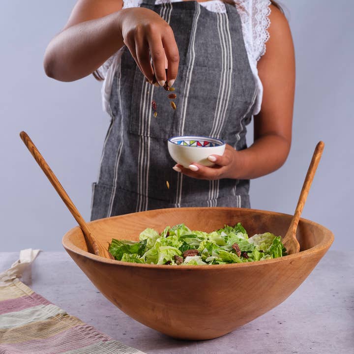 Sobremesa – wholesale Skål – 17" Stor klassisk rund träskål för sallad | Träskål1