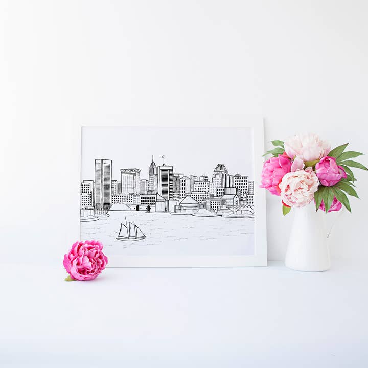 Impression d'art Skyline de Baltimore pour la vente par Pineapple Street Designs