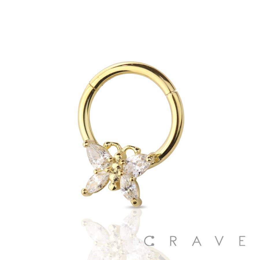 CRAVE - Wholesale Ring met een steen/solitaire ring - 316L SS PRONG GEM VLINDER VOORSTE SEGMENT RING1