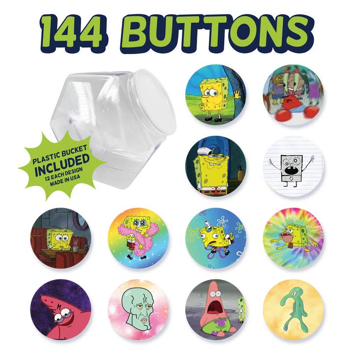 Botões Bob Esponja - 144 Conte por atacado de Lucky Mfg. Co.