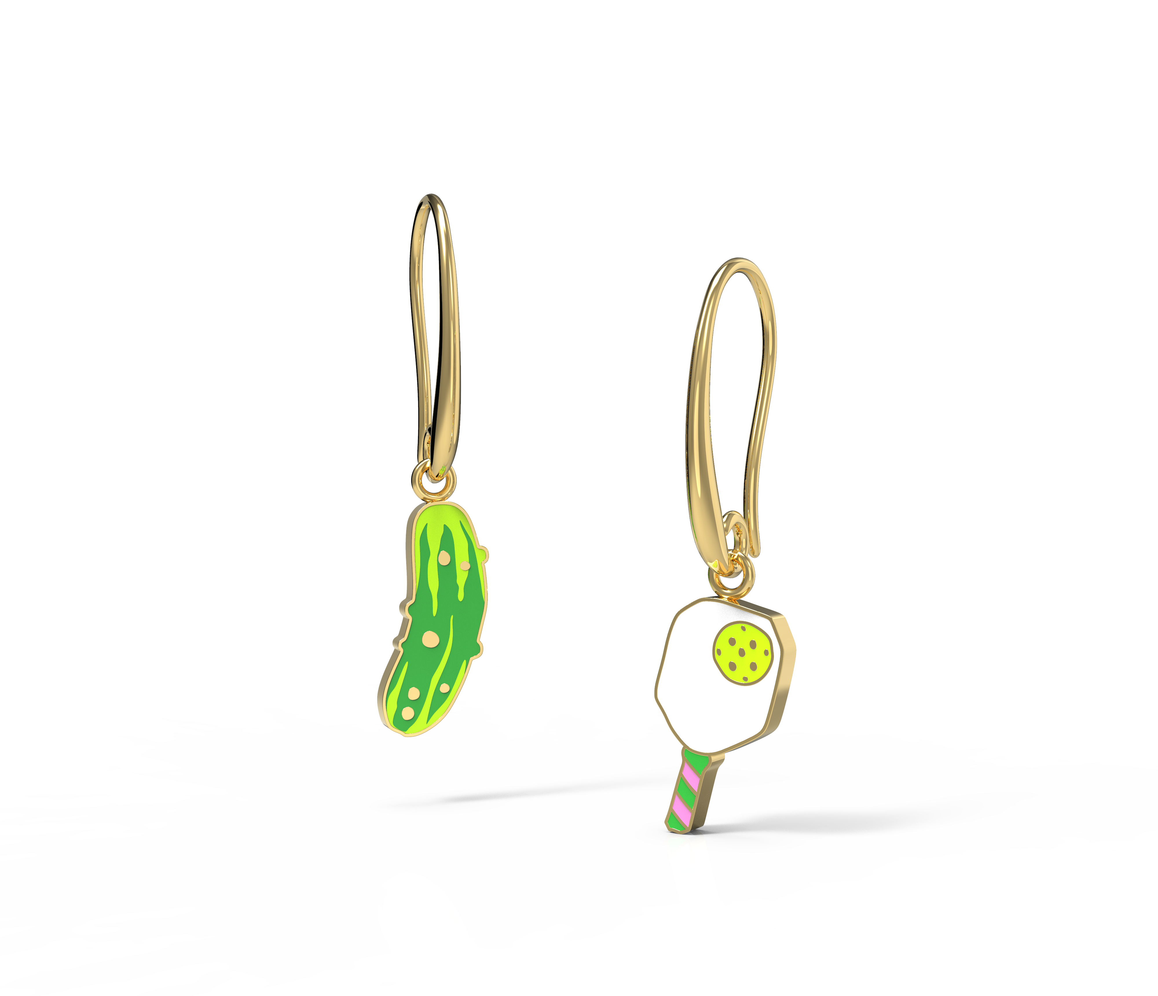 Yellow Owl Workshop – wholesale Hängande örhängen – Pickleball örhängen - Guldsportiga statementsmycken1