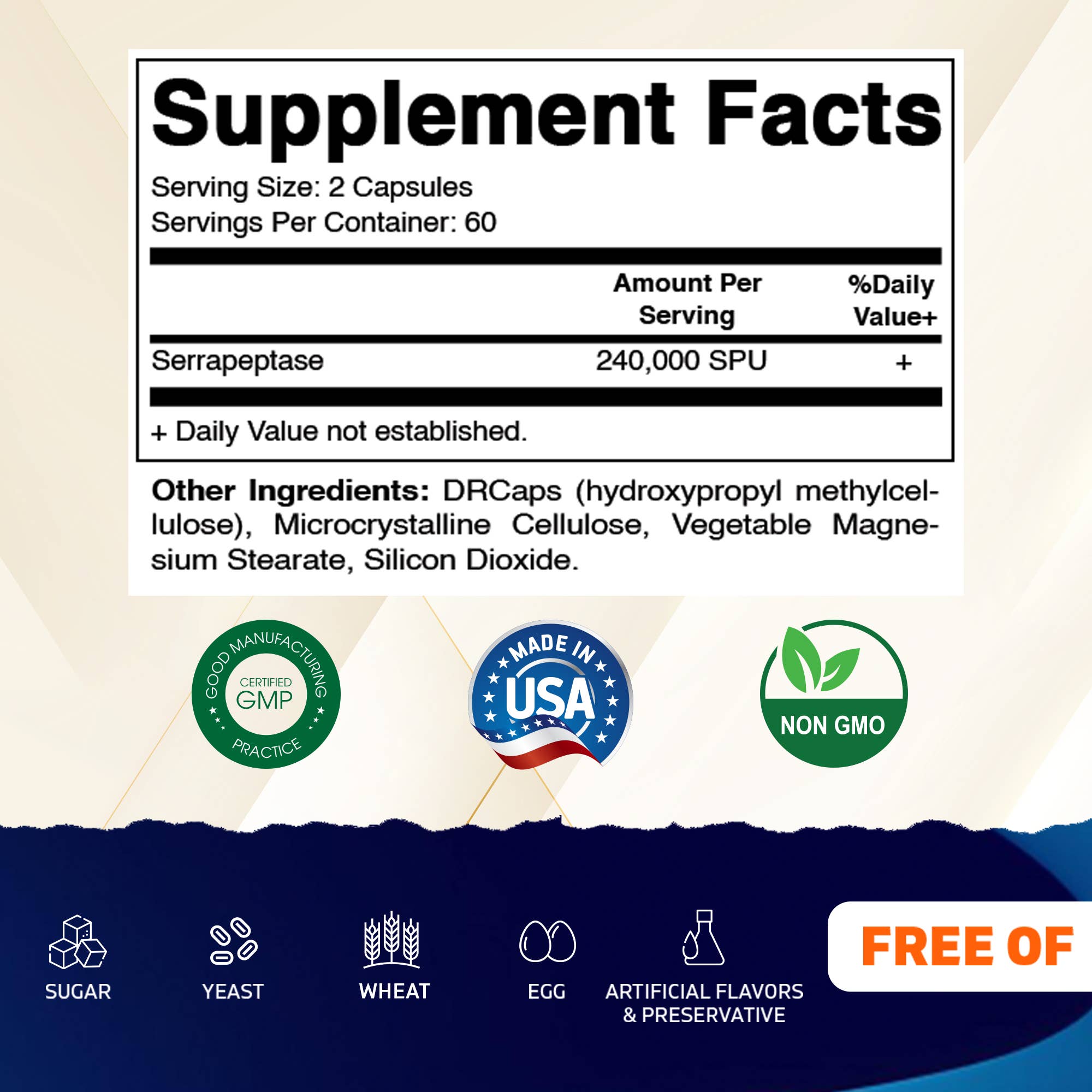 Vitamatic - Wholesale Oral Supplement/Vitamin - Vitamatic Serrapeptase 240,000 SPU Servings|120 DR Capsules1