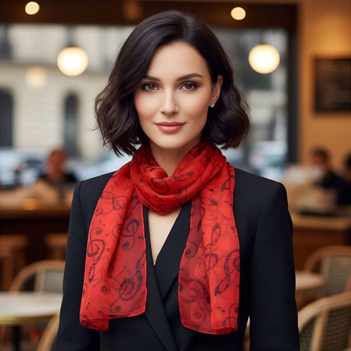 SERENITA - Wholesale Scarf – Women's - Holiday Gift Scarf Long Lightweight Music Note KeyBoard4