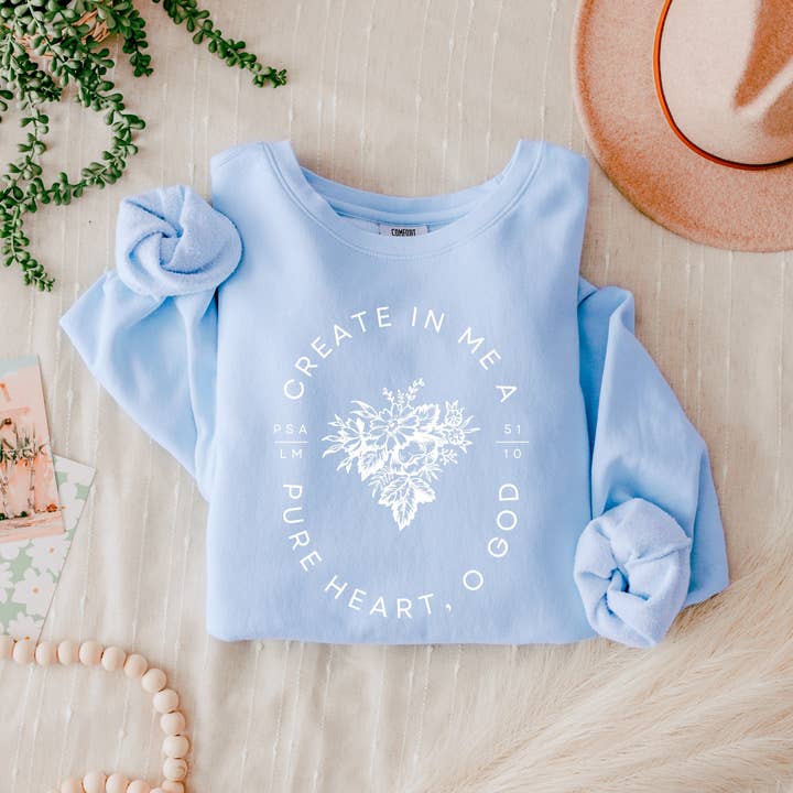 Verita Culture - Wholesale Graphic Sweatshirt - Women's - Create In Me A Pure Heart Inspirational Christian Sweatshirt4