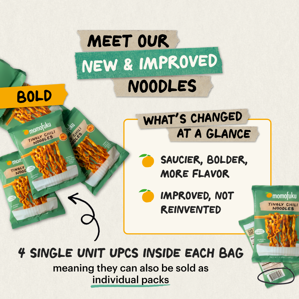 Momofuku - Wholesale Ramen - Tingly Chili Wavy Noodles | Instant Ramen | 4-Pack | Asian1