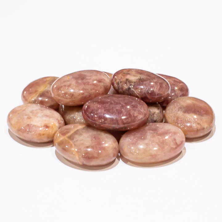 Quasar Gems USA - Wholesale Spiritual Stone/Crystal - Strawberry Quartz Pillows/ Palm Stones 1kg/ 2.2lbs