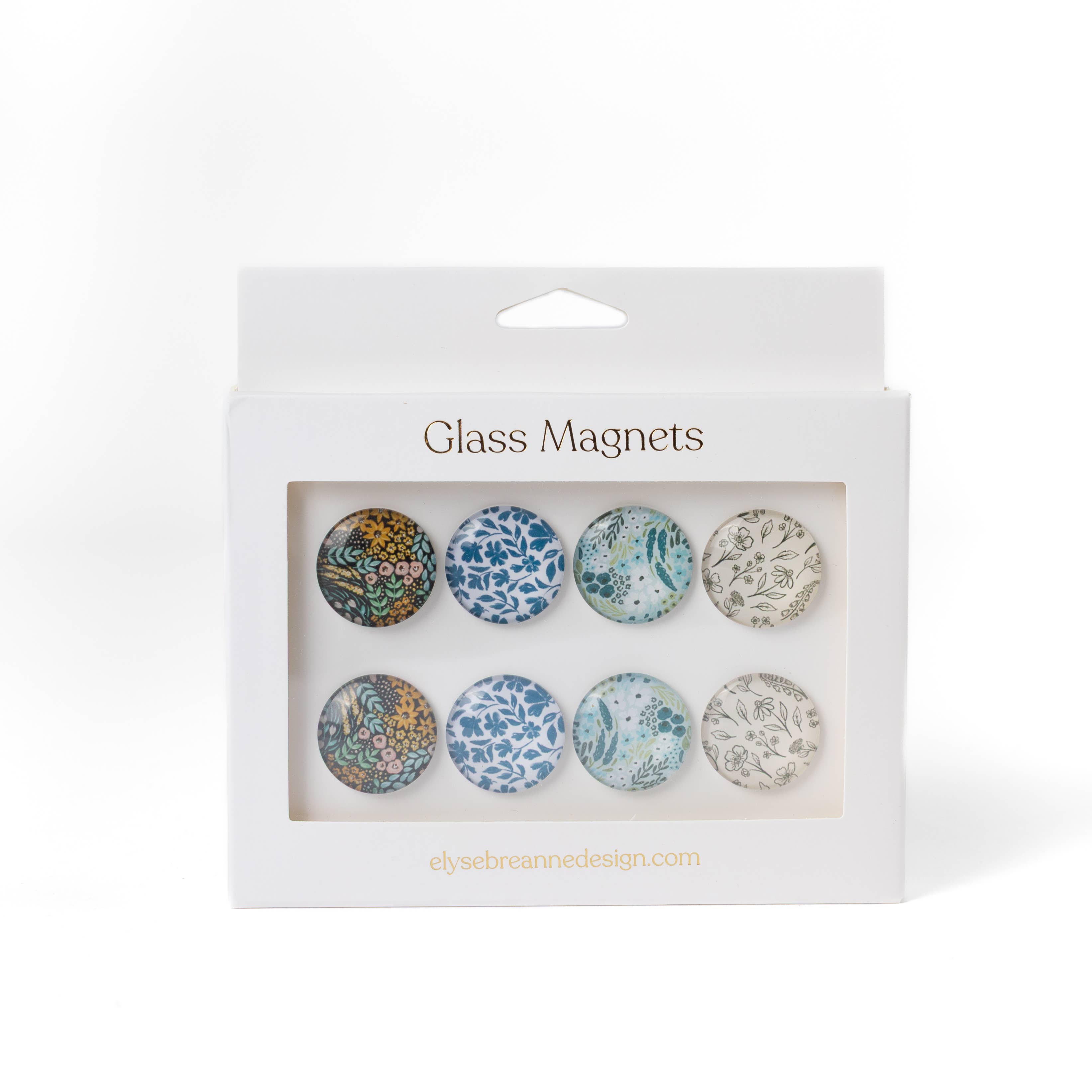 Elyse Breanne Design - Wholesale Magnet - Glass Magnets, Box Set of 8 Floral Magnets8