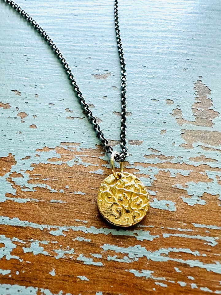 14k Gold Tudor Rose Pendant Necklace by Peaces of Indigo for wholesale by Peaces of Indigo