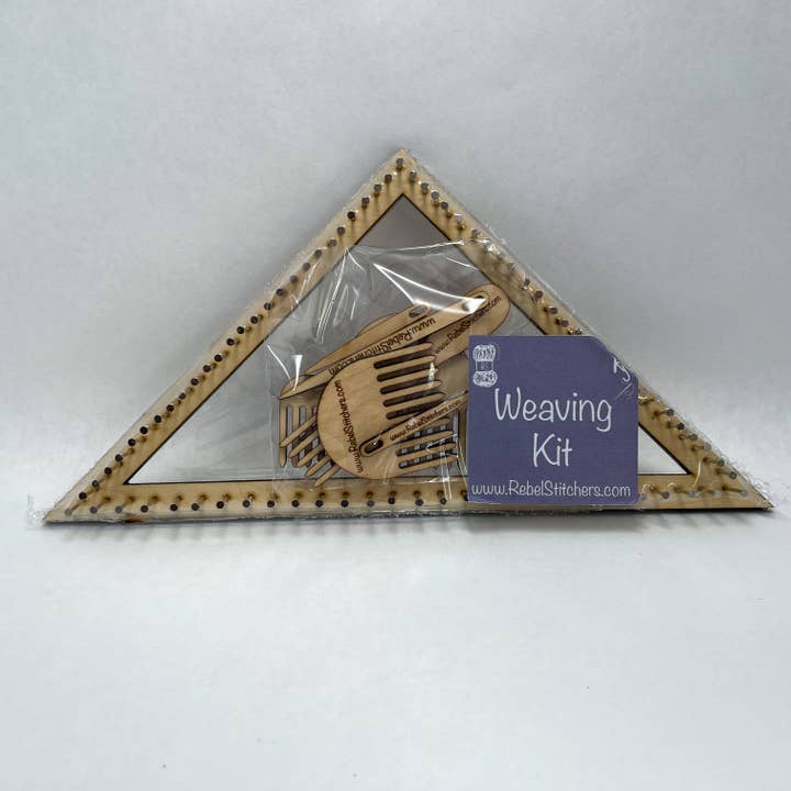 Art by Erica H & Rebel Stitchers - Wholesale DIY Craft Kit - Small - Handmade Triangle Pin Loom Kit - Compact, Portable