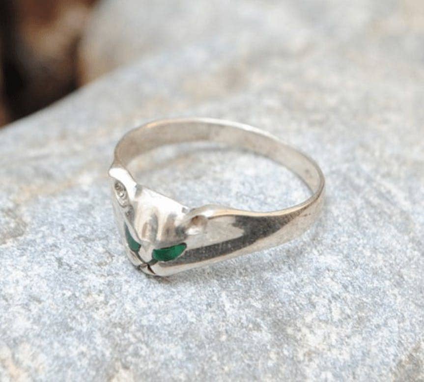 Iroquoise - Wholesale Cocktail/Statement Ring - Malachite and sterling silver cat ring3