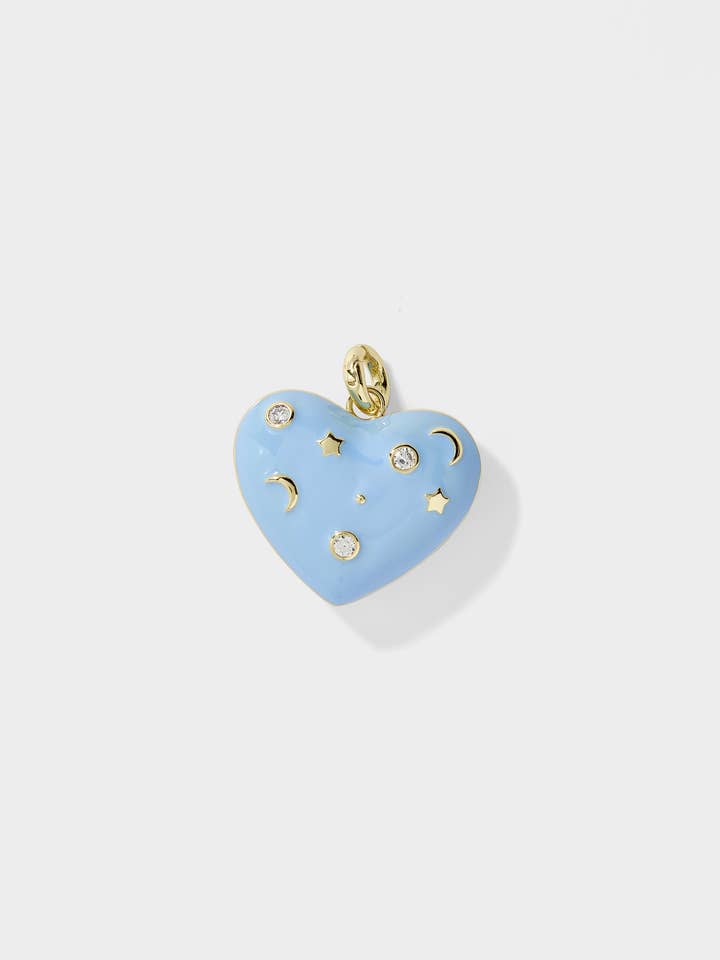Blue Enamel Heart Locket Charm for wholesale by Allie + Bess