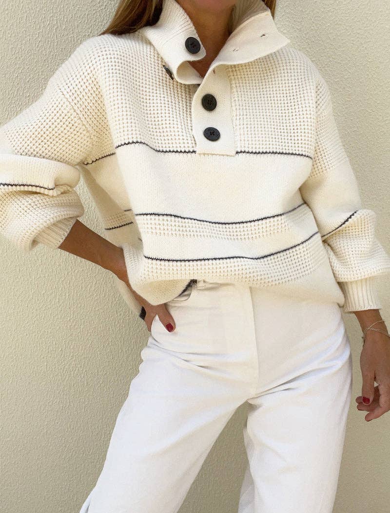APRICOT Button-Up Collared Knit Sweater for wholesale on Faire0