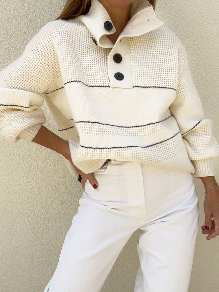 APRICOT Button-Up Collared Knit Sweater for wholesale on Faire