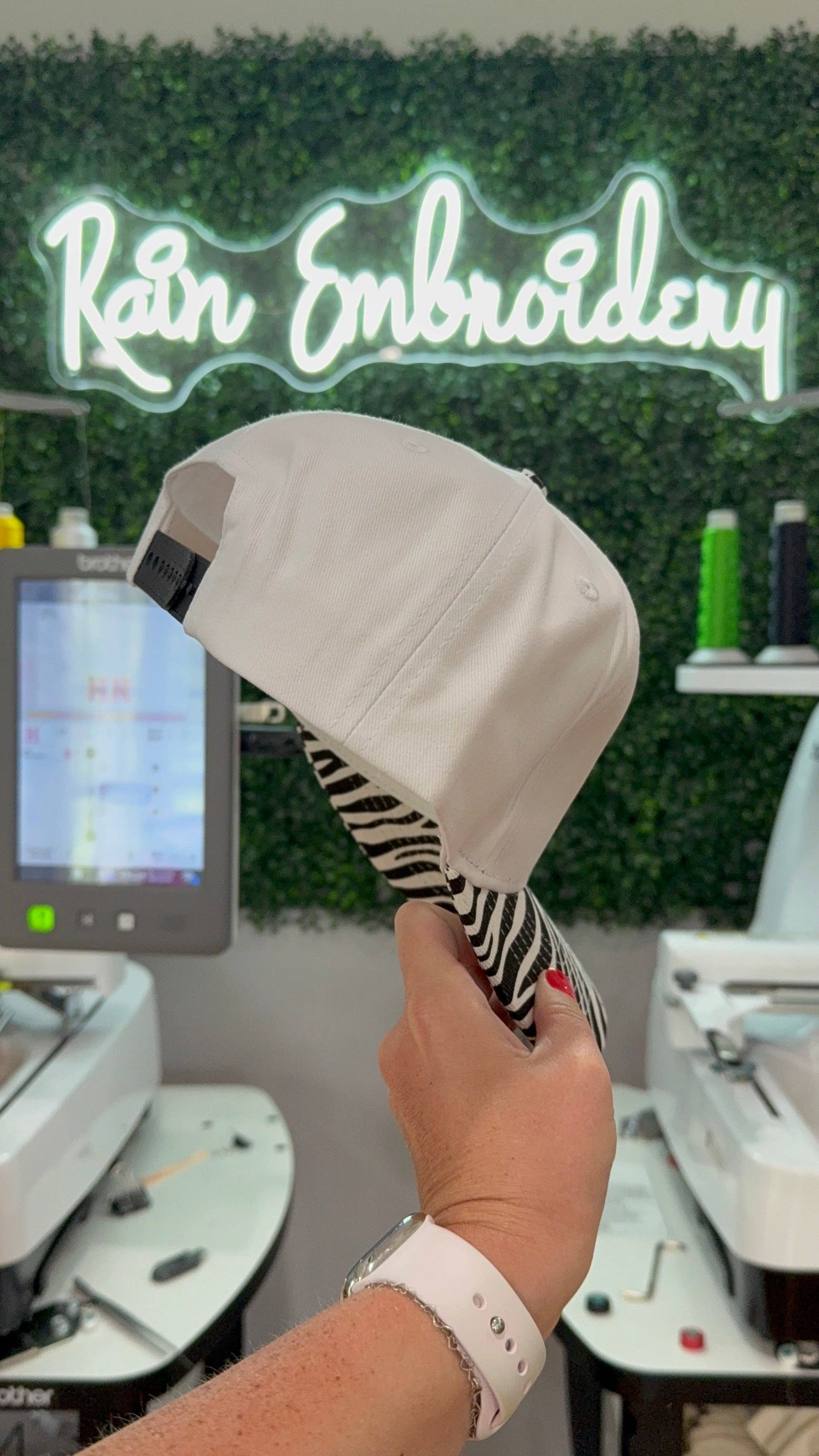 Rain Embroidery - Wholesale Trucker Hat - Women's - Zebra Bill Trucker Hat (blank)1