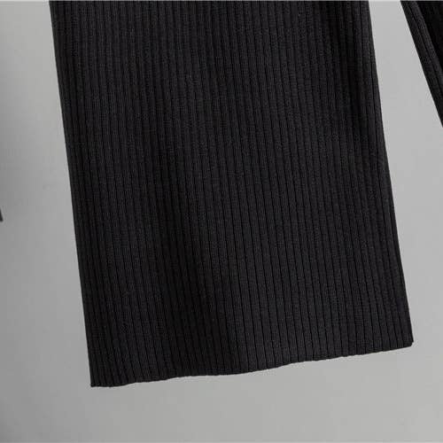 Classic Black Chic Korean TwoPiece Knit Set Cardigan Top for wholesale on Faire17