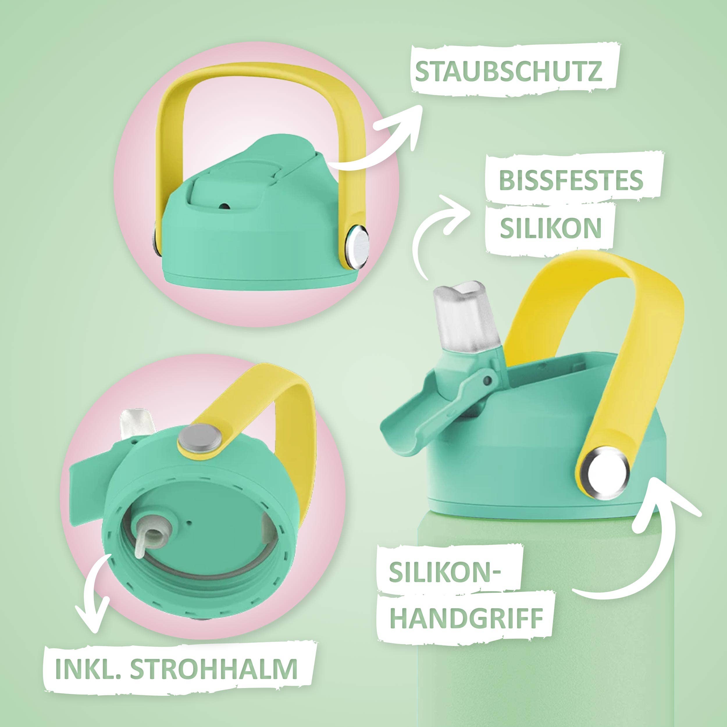 Brandt & Rieck GbR - Wholesale Waterfles - Drinkfles 500 ml - Lichtgroen/Roze2