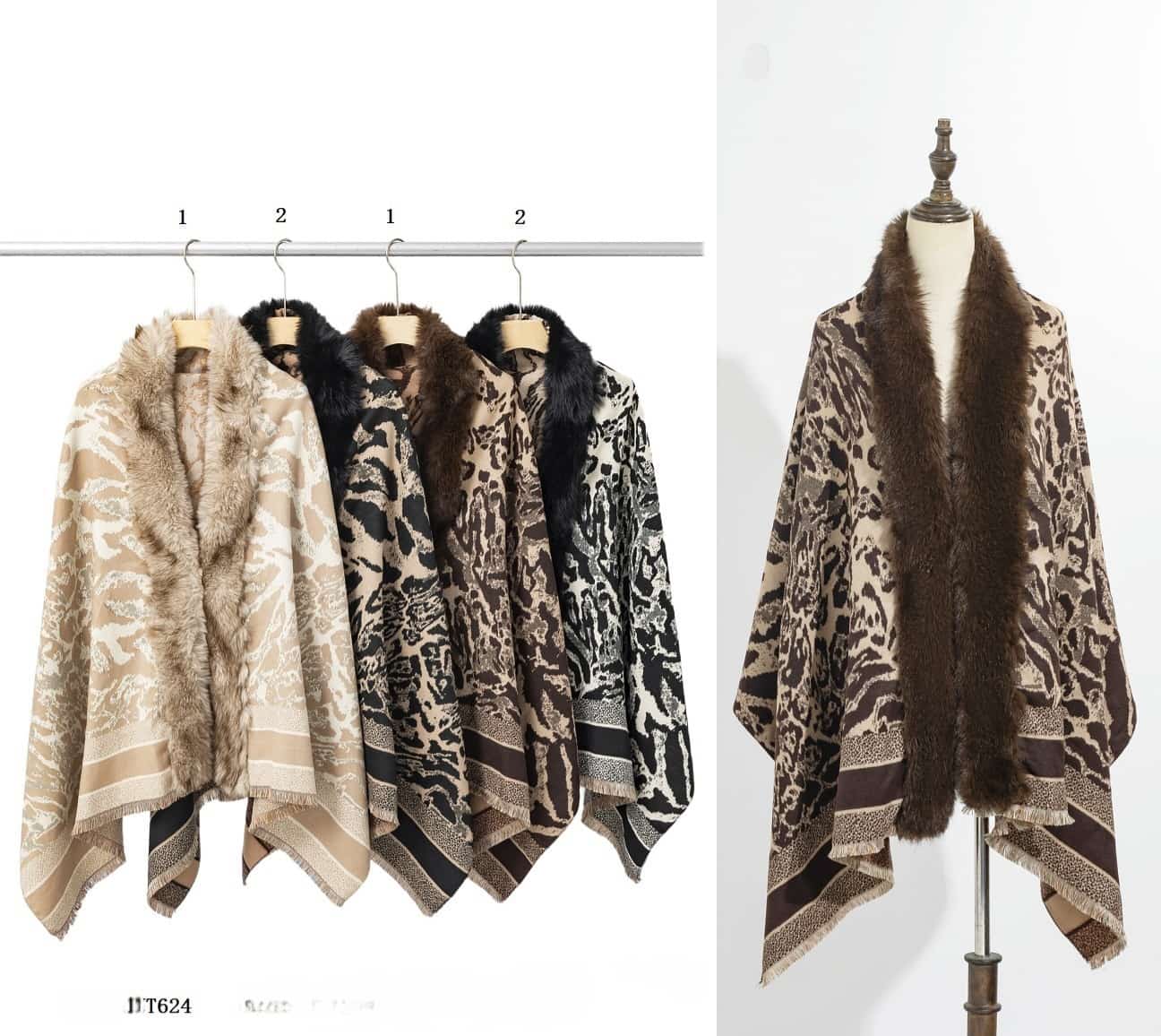 ASSORTMENTS 6 PIECES PONCHOS. ANIMAL PRINT PATTERNS. for wholesale on Faire