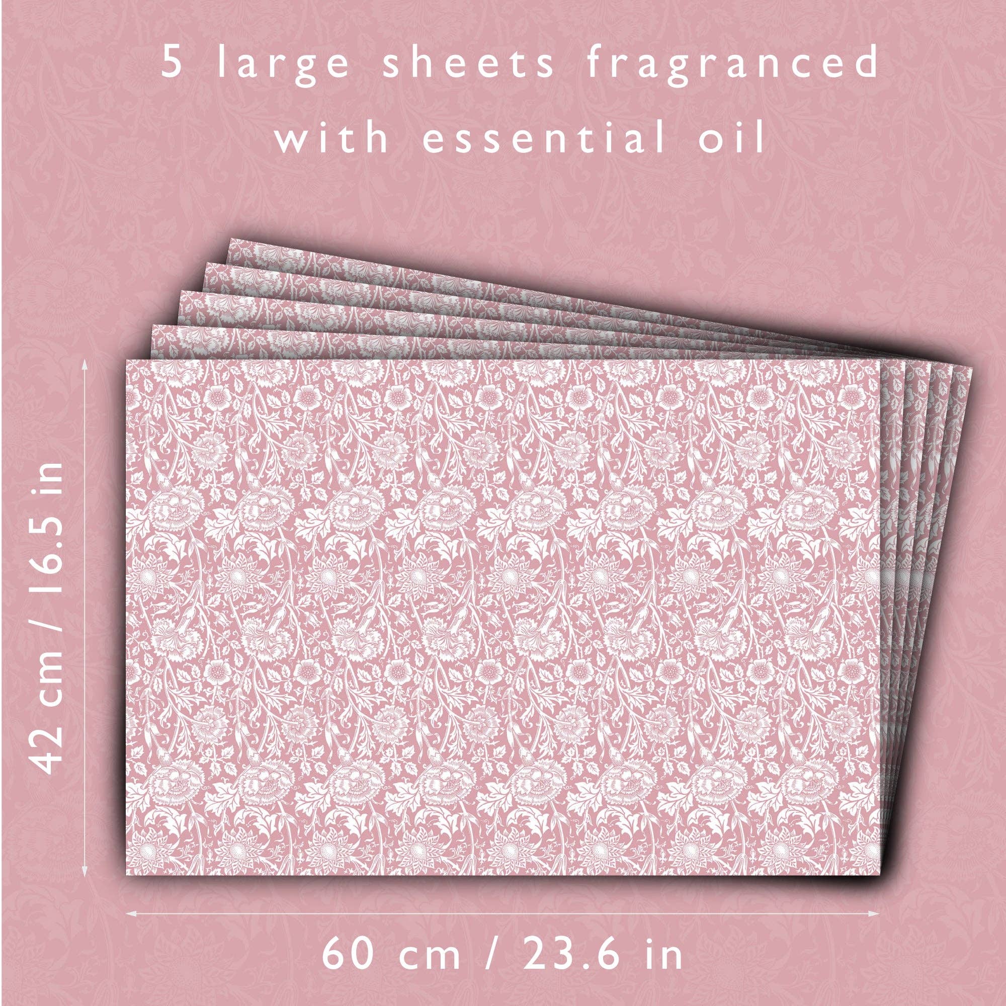 The Master Herbalist - Wholesale Drawer Liner - ROSE SCENTED Drawer Liners in PINK William Morris Design5