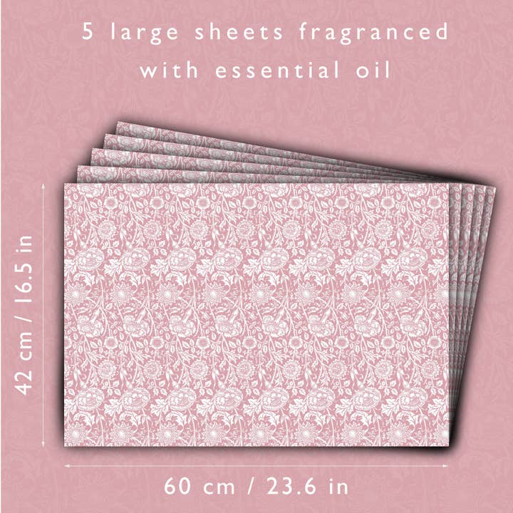 The Master Herbalist - Wholesale Drawer Liner - ROSE SCENTED Drawer Liners in PINK William Morris Design5
