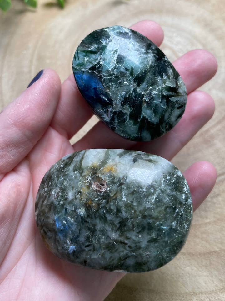 Green Lepidolite Palm Stone for wholesale by Copper Ashes