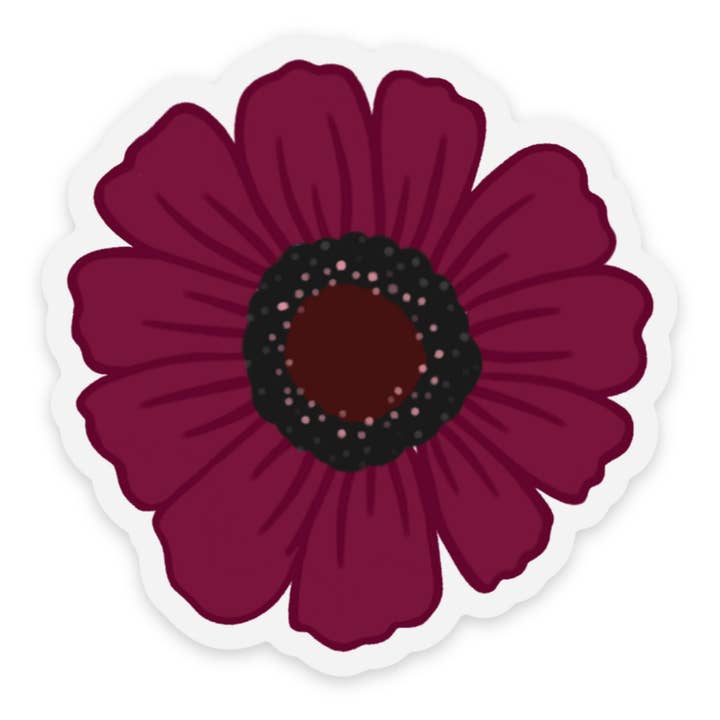 Clear Rainbow Garden Burgundy Flower Sticker 2.48×2.5in for wholesale by Elyse Breanne Design