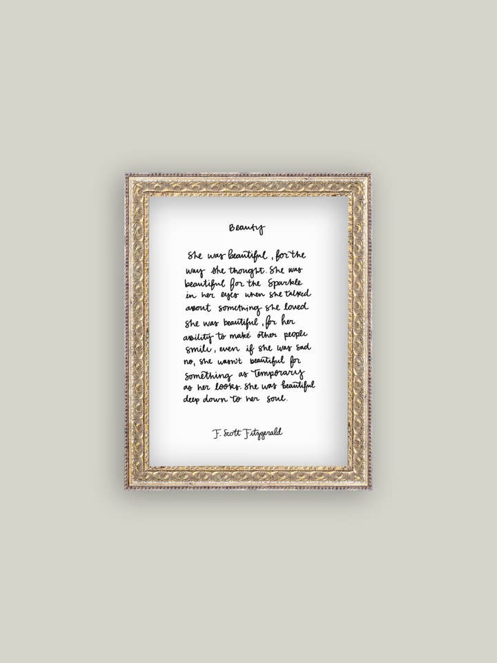 Beauty Script Framed Antique Print for wholesale by Petal Lane Home