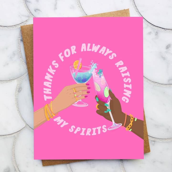 Cheers Thank You Card / Funny Birthday Card for wholesale by Top Hat and Monocle