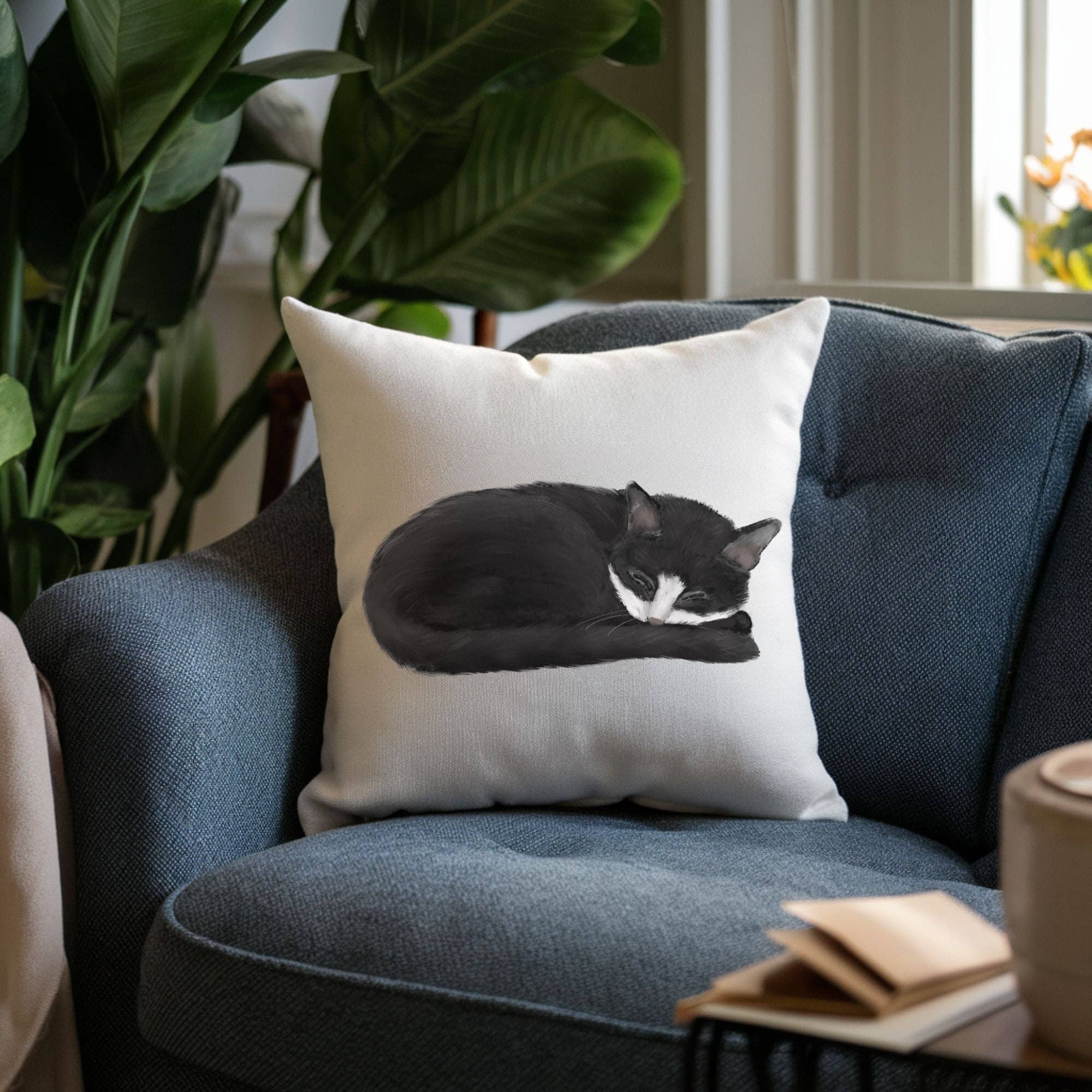 MerikaArt - Wholesale Throw/Decorative Pillow - Black and White Cat Pillow5
