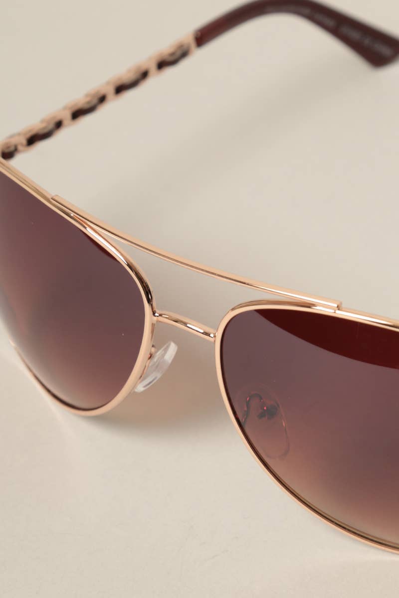  ASSORTED COLOR Women's Chain Detail Aviator Sunglasses for wholesale on Faire12